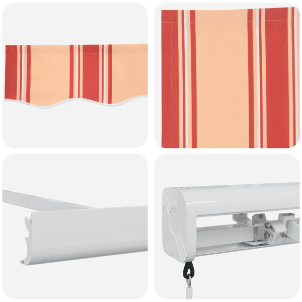 Manuell Markis 5 x 3 m Gul- och orangerandig 100% Polyester