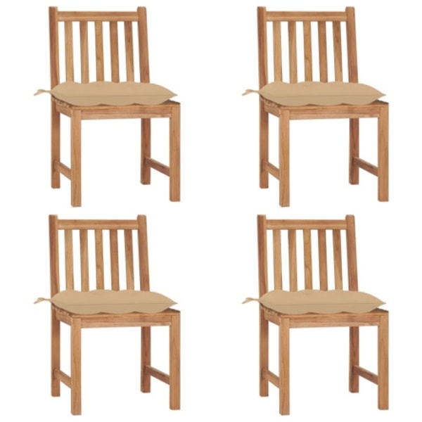 Trädgårdsstolar 4 st med dynor massiv teak