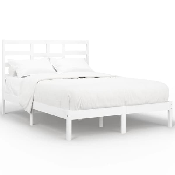 Sängram vit massivt trä 140x190 cm