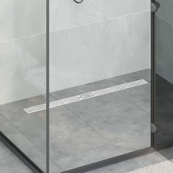 Duschavlopp med Linje Design Silver 90 cm Rostfritt Stål 304