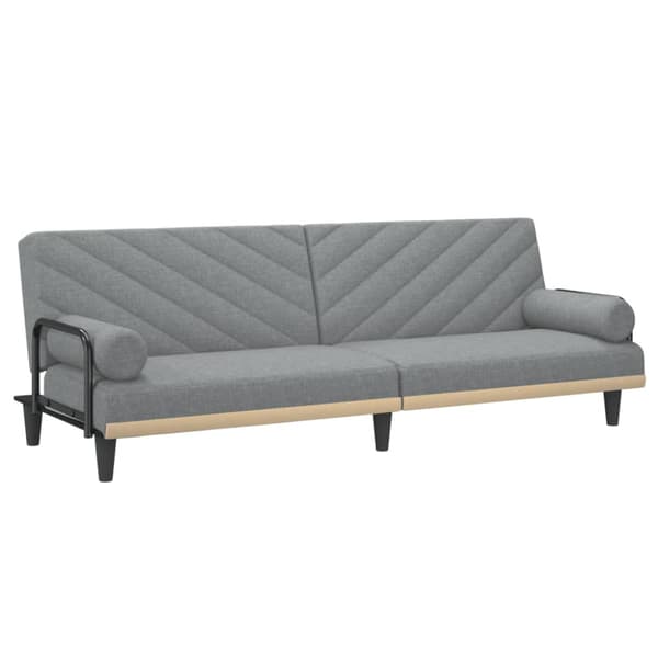 Bäddsoffa med armstöd ljusgrå tyg