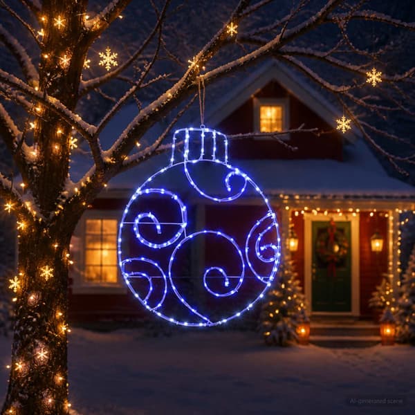 Lysande julkula LOVIISA 160 LED-lampor Blå 55 x 65 cm