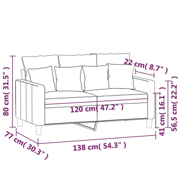 2-sitssoffa blå 120 cm sammet