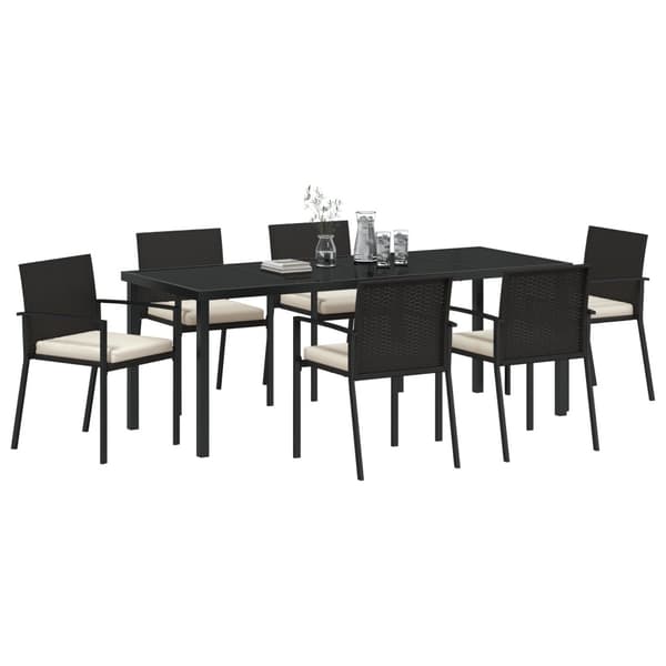 Trädgårdsmöbelset 7 pcs Svart Pulverlackerat stål