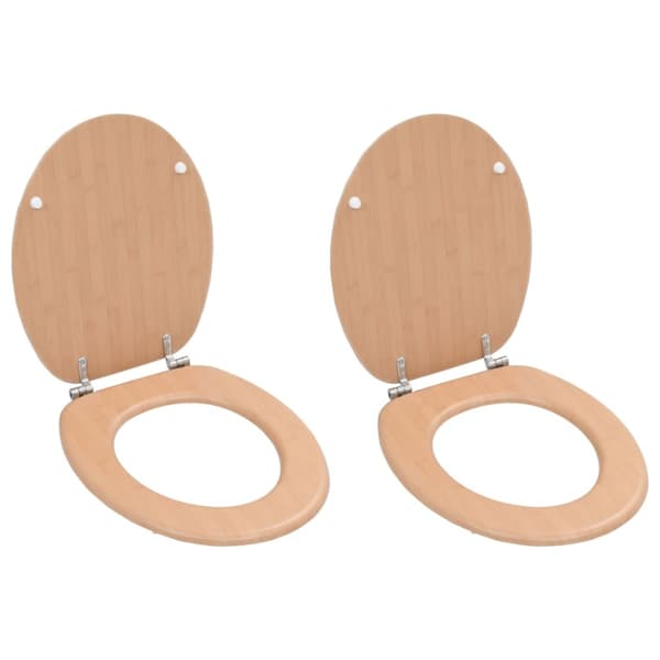 Toalettsitsar med lock 2 st MDF bambudesign