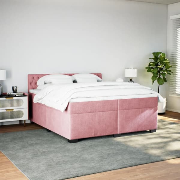 Ramsäng med madrass rosa 200x200 cm sammet