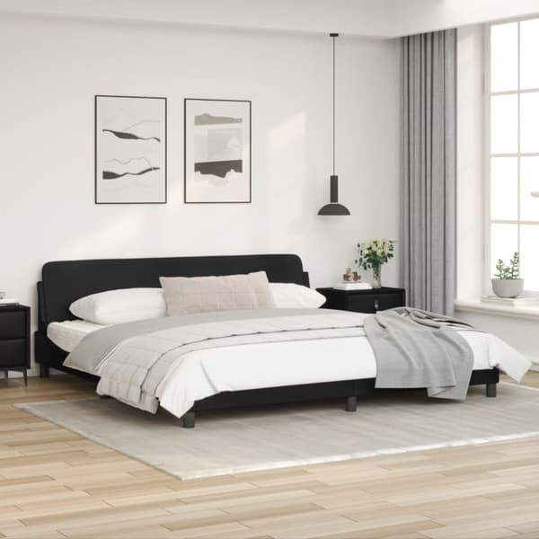 Bed Frame "Dover" Black 200x200 cm Faux Leather