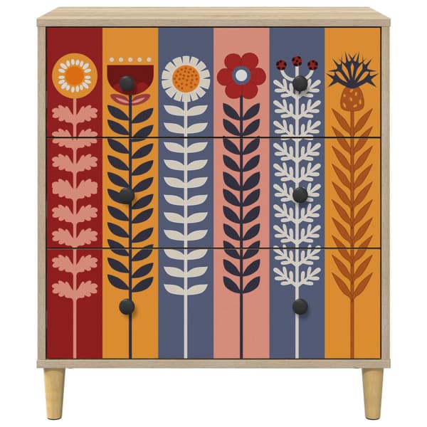 Kommode ESSEN Solrosmönster 66 x 36,5 x 75 cm Konstruerat trä