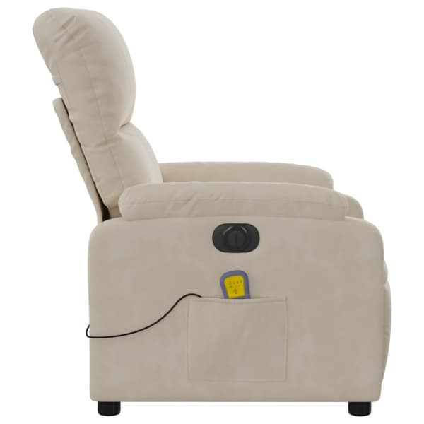 Elektrisk massagefåtölj beige mikrofibertyg