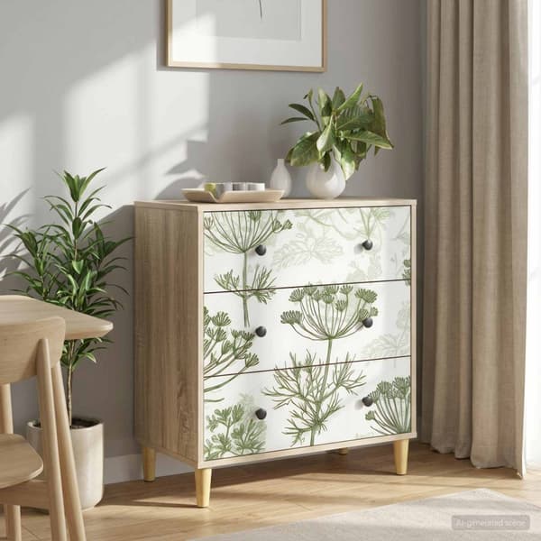 Kommode GOTHA Grön trädtryck 66 x 36,5 x 75 cm Konstruerat trä