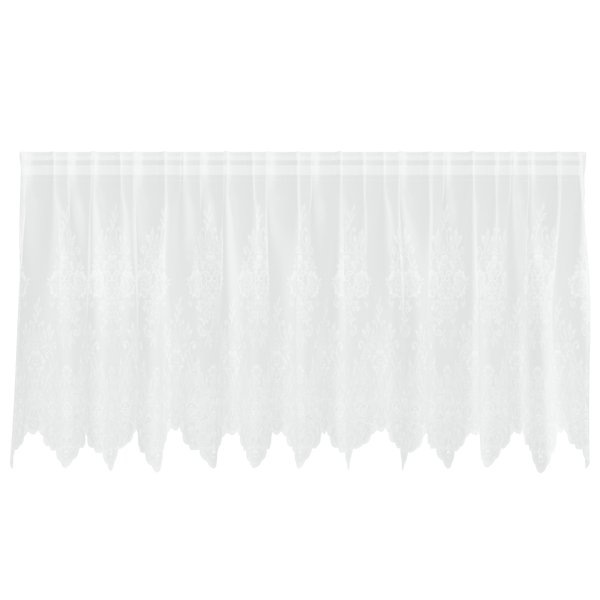 Spetsgardin med gardiner Blommor Vit 100 x 300 cm Polyester
