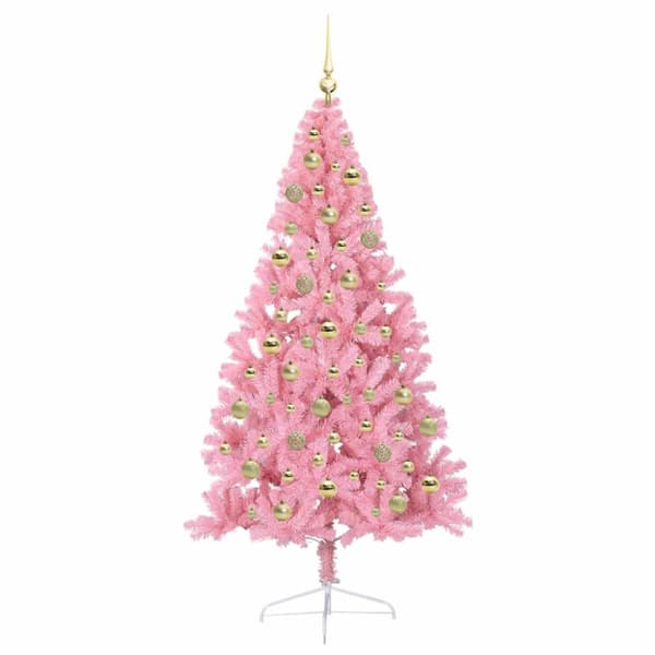 Konstgjord Förbelyst Julgran Rosa 210 cm PVC