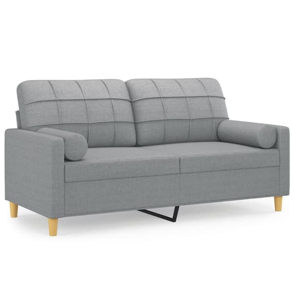 2-sits soffa med prydnadskuddar ljusgrå 140 cm tyg