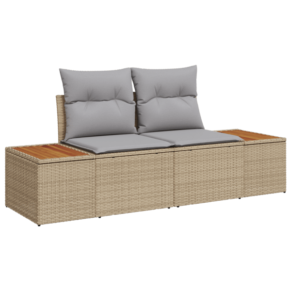 Trädgårdsoffset med lagring 6 pcs Beige Poly rattan