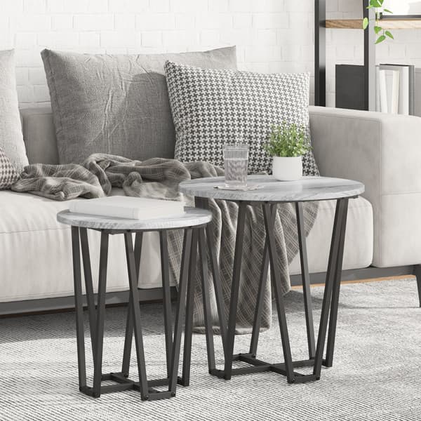 Sidobordsset 2 pcs Grå Sonoma och Svart