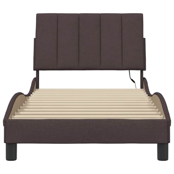Bed Frame without Mattress "Hanko" Dark Brown 80x200cm Fabric