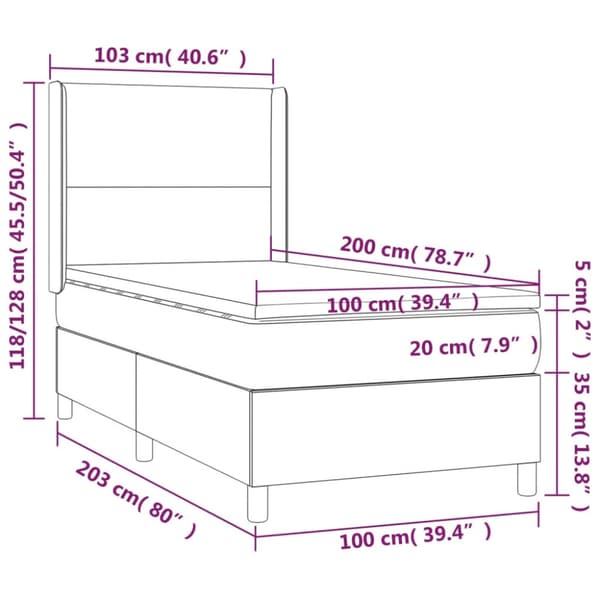 Ramsäng med madrass gräddvit 100x200 cm tyg