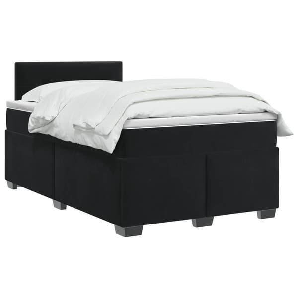 Boxspring säng med madrass och LED Svart 120 x 200 cm Sammet