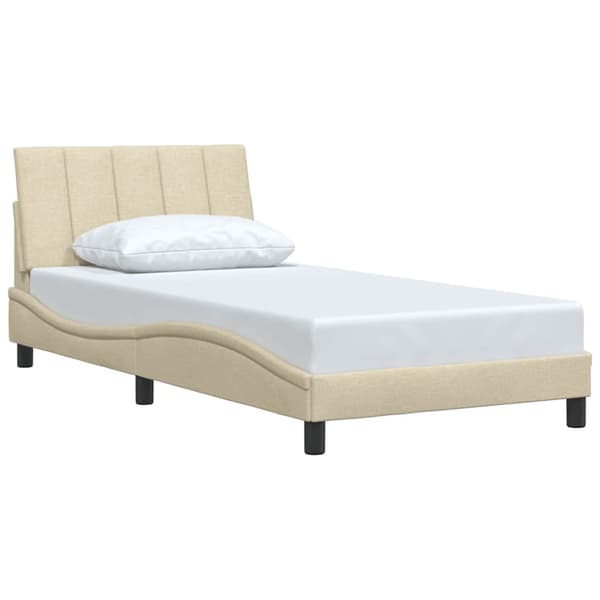 Bed Frame without Mattress "Hanko" Cream 100x200 cm Fabric