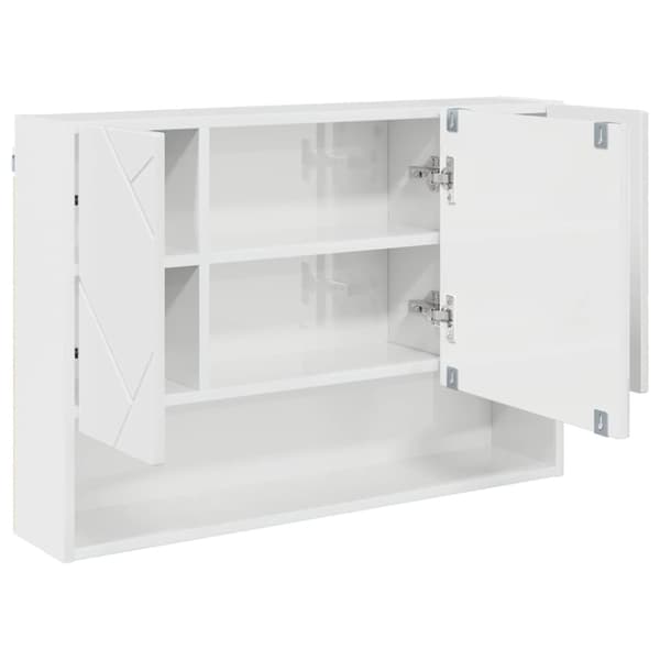Badrumsmöbelset med låda med hylla 3 pcs Högblanka vita