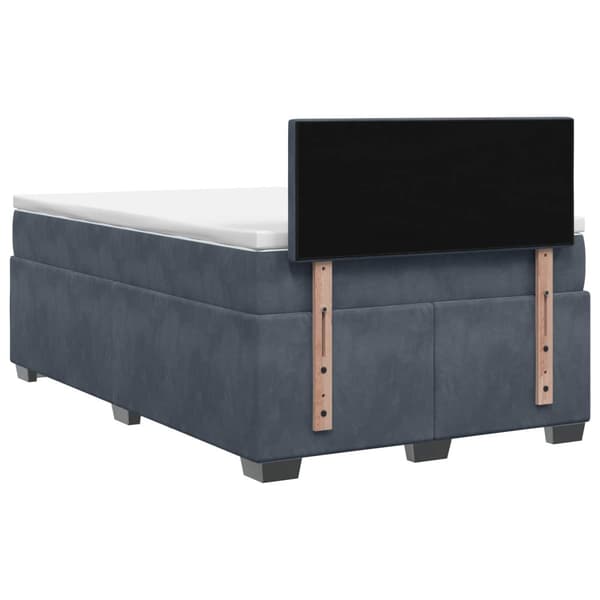 Boxspring säng med madrass och LED Mörkgrå 120 x 200 cm Sammet