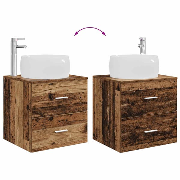 Badrumsmöbelset 2 pcs Gammalt trä Konstruerat trä