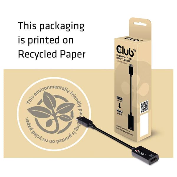 CLUB3D DisplayPort 1.4 to HDMI 2.0b HDR Active Adapter
