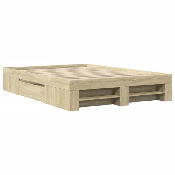 Sängram sonoma-ek 135x190 cm konstruerat trä