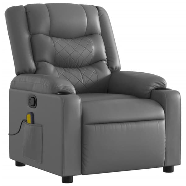 Massagefåtölj grå konstläder