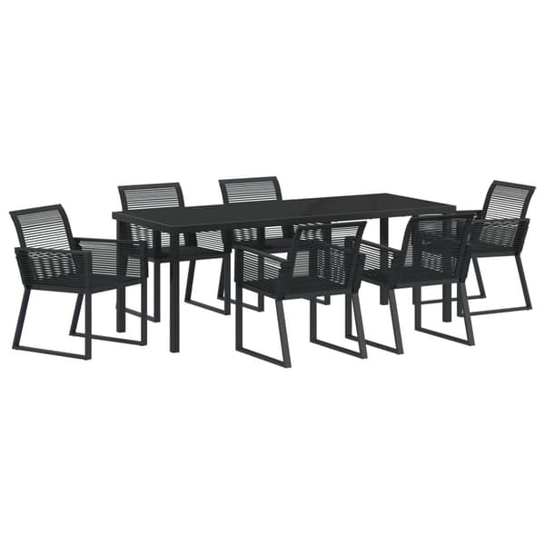 Trädgårdsmöbelset 7 pcs Svart Pulverlackerat stål