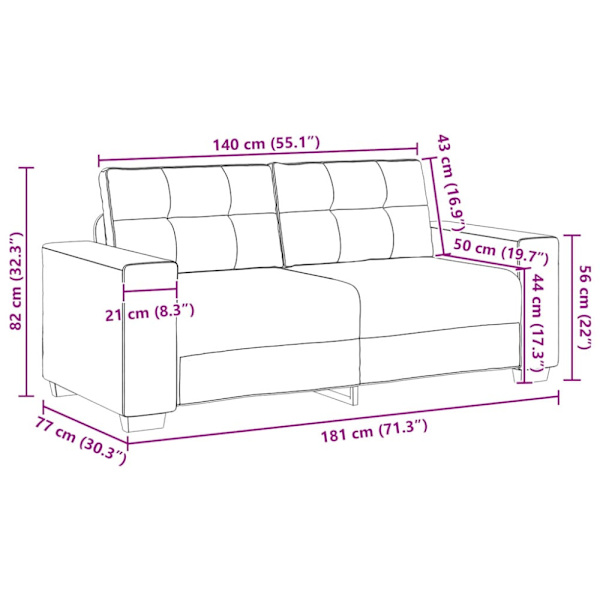 Tvåsitssoffa brun 180x77x82 cm sammet