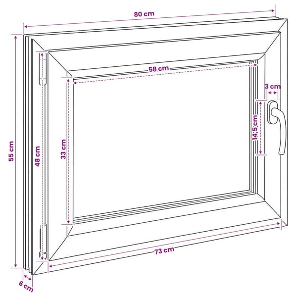 Källarfönster RISOR 80 x 55 cm PVC och glas