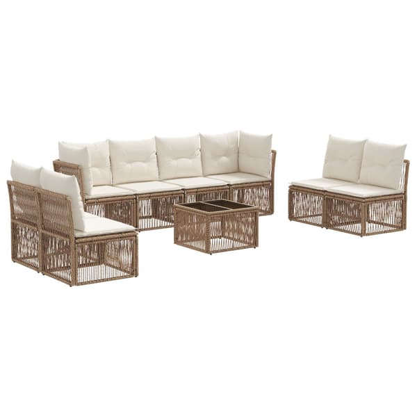 Trädgårdsoffset 9 pcs Beige konstrotting