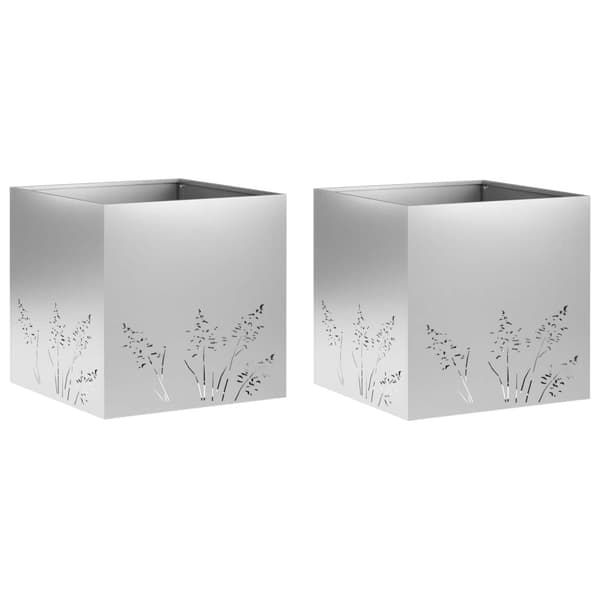 Trädgårdsplanterare 2 st Silver 50 x 50 x 49 cm