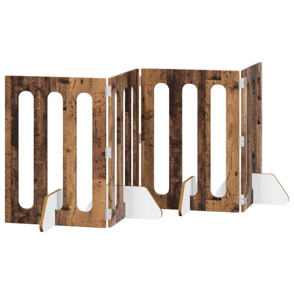 Fällbar husdjursgrind 4 pcs Ekträ 201 x 38 x 70 cm