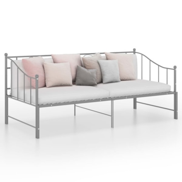 Utdragbar sängram bäddsoffa grå metall 90x200 cm
