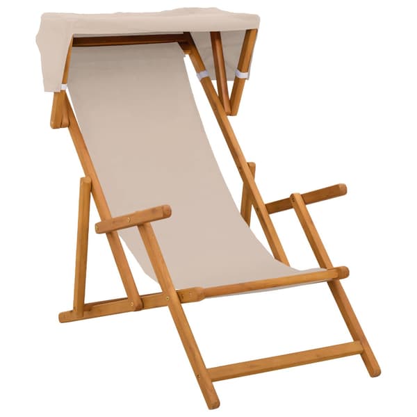 Deck Chair 3 Position Massiv Eukalyptus Trä Beige