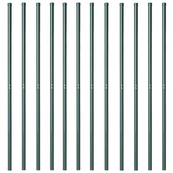 Stängselstolpe 12 pcs Grön Pulverlackerad stål