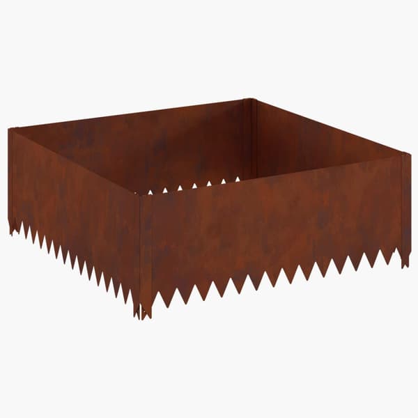 Kant för gräsmatta 4 pcs 100 x 100 x 35 cm Stål Rostig