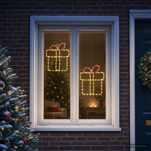 Fönstersiluett julbelysning LOVIISA 2 st 160 LED-lampor