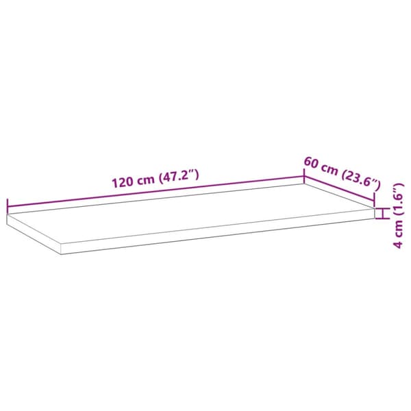 Bordsskiva rektangulär 120x60x4 cm massivt akaciaträ