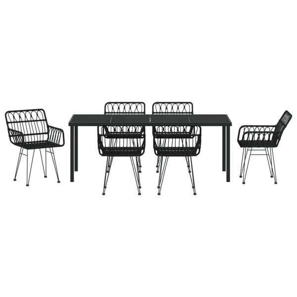 Trädgårdsmöbelset 7 pcs Svart Pulverlackerat stål