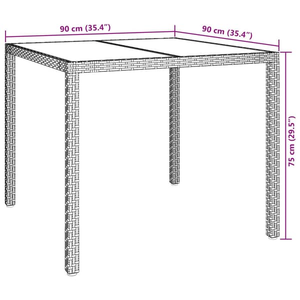 Trädgårdsbord Grå 90 x 90 x 75 cm konstrotting