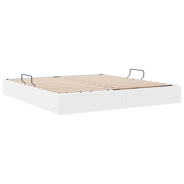 Ottoman Sängram med lagring Ren Vit 180 x 200 cm Konstläder