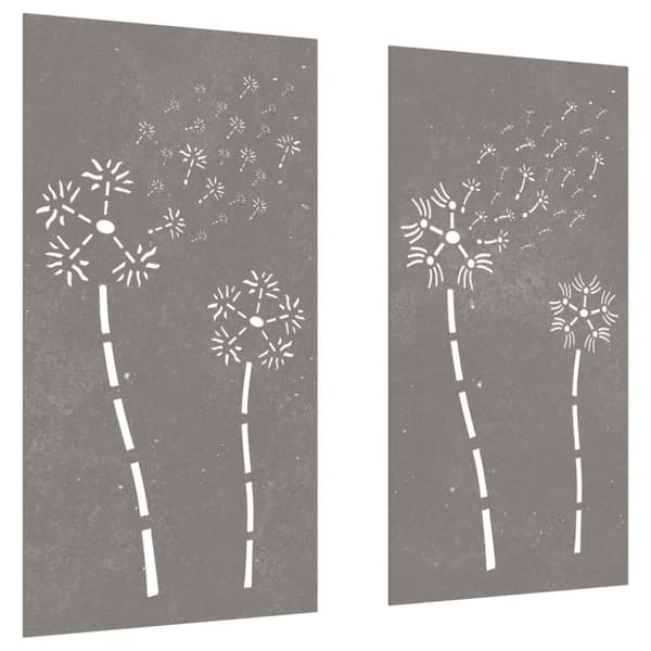 Väggdekorationer 2 delar 105x55cm rosttrögt stål blomdesign
