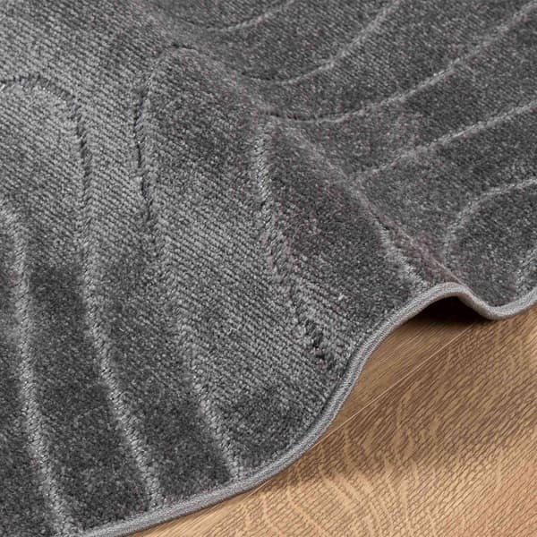 Områdesmattor Rund PALMERAS Antracit Ø 200 CM Polyester