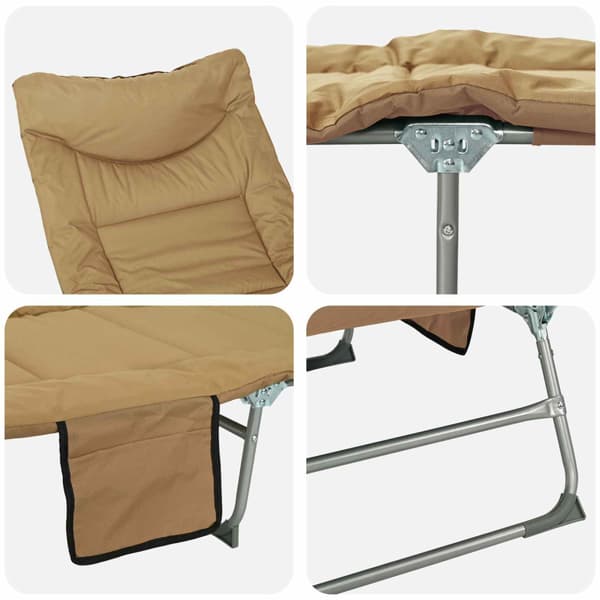 Hopfällbar solstol med kudde 2 pcs Beige