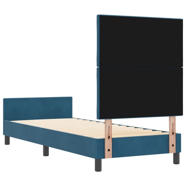 Bäddfjäder med huvudgavel Mörkblå 80 x 200 cm Sammet