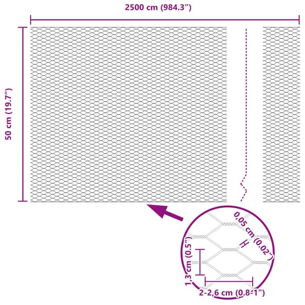 Stängsel med stolpe Silver 0,5 x 25 m Stål