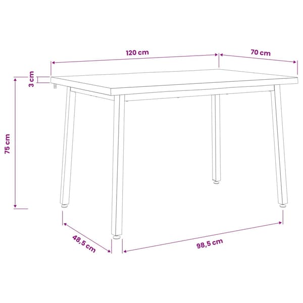 120 x 70 x 75 cm Massivt Akaciaträ Mörkbrun och Vit Rektangulär